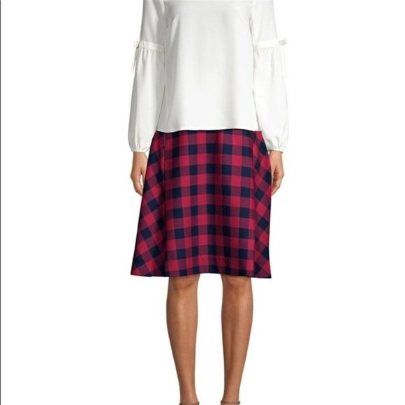Draper James Buffalo Check Collection Pleated Skirt in Cerise Pink SZ 12 - Picture 9 of 9